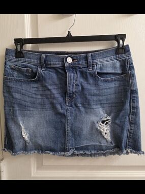 Express Distressed Denim Mini Skirt - Blue